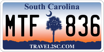 SC license plate MTF836