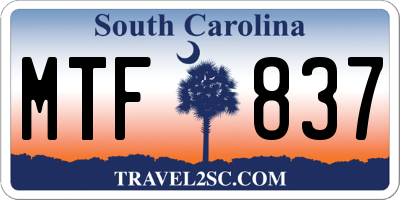 SC license plate MTF837