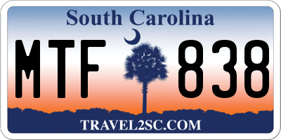 SC license plate MTF838