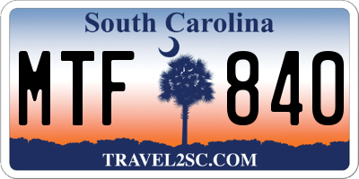 SC license plate MTF840