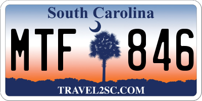 SC license plate MTF846