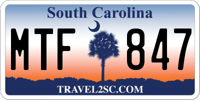 SC license plate MTF847