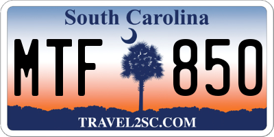 SC license plate MTF850