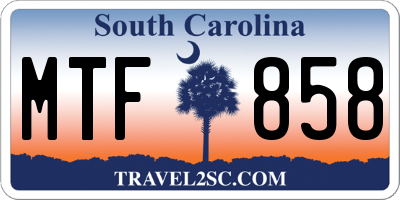 SC license plate MTF858