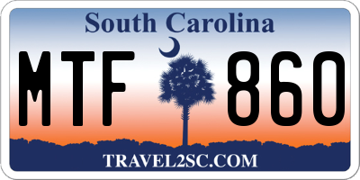SC license plate MTF860