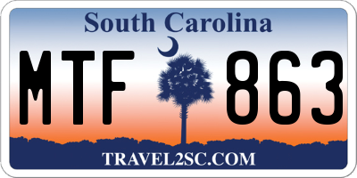 SC license plate MTF863
