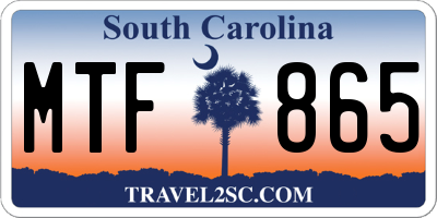 SC license plate MTF865