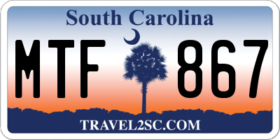 SC license plate MTF867