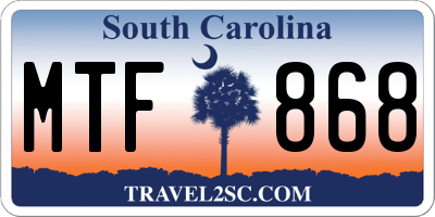 SC license plate MTF868