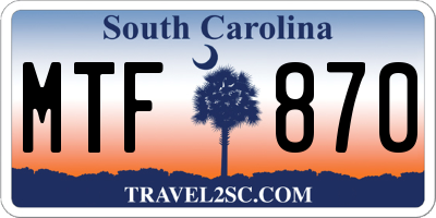SC license plate MTF870