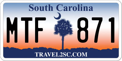 SC license plate MTF871