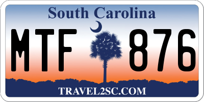 SC license plate MTF876