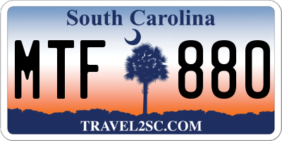 SC license plate MTF880