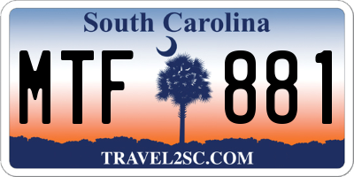 SC license plate MTF881