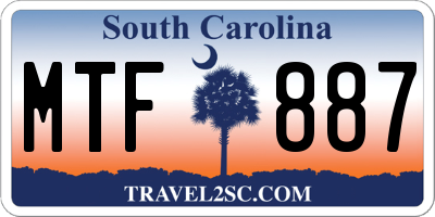 SC license plate MTF887