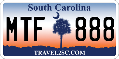 SC license plate MTF888