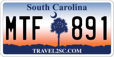 SC license plate MTF891