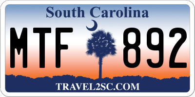 SC license plate MTF892