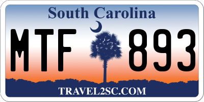 SC license plate MTF893