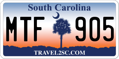 SC license plate MTF905