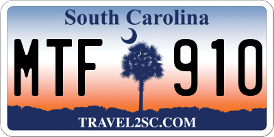 SC license plate MTF910