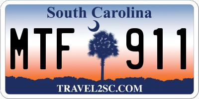 SC license plate MTF911