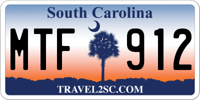 SC license plate MTF912