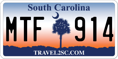 SC license plate MTF914