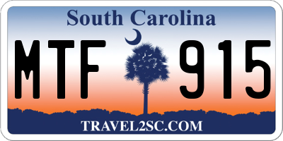 SC license plate MTF915