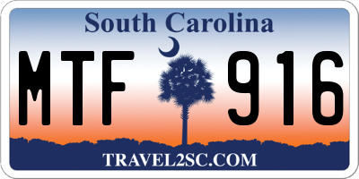 SC license plate MTF916