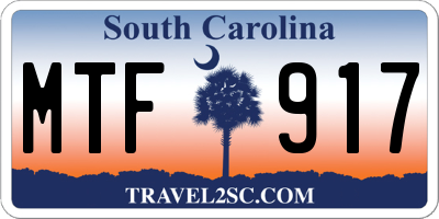 SC license plate MTF917
