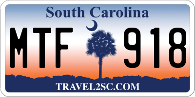 SC license plate MTF918