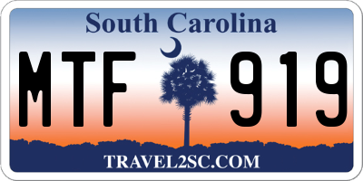 SC license plate MTF919