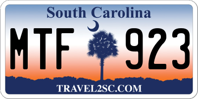 SC license plate MTF923