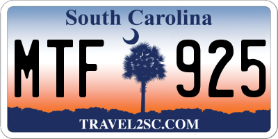 SC license plate MTF925