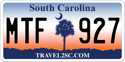 SC license plate MTF927