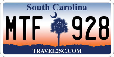 SC license plate MTF928