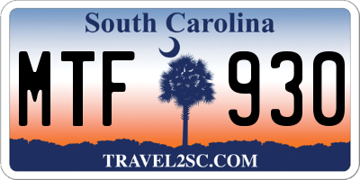 SC license plate MTF930