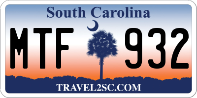SC license plate MTF932