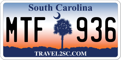 SC license plate MTF936