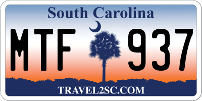 SC license plate MTF937