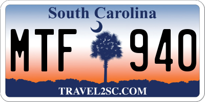 SC license plate MTF940