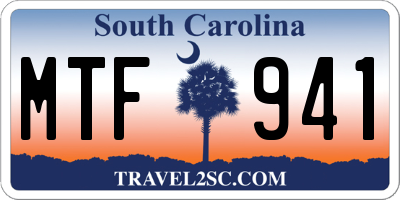 SC license plate MTF941