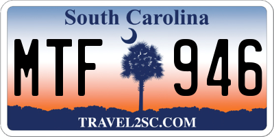 SC license plate MTF946