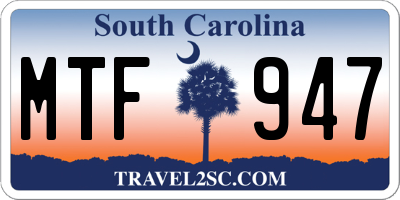 SC license plate MTF947