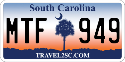 SC license plate MTF949