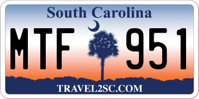 SC license plate MTF951