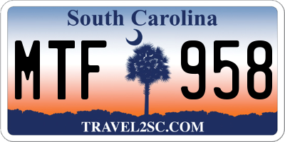 SC license plate MTF958