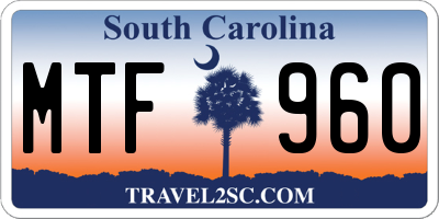 SC license plate MTF960