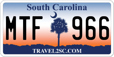 SC license plate MTF966